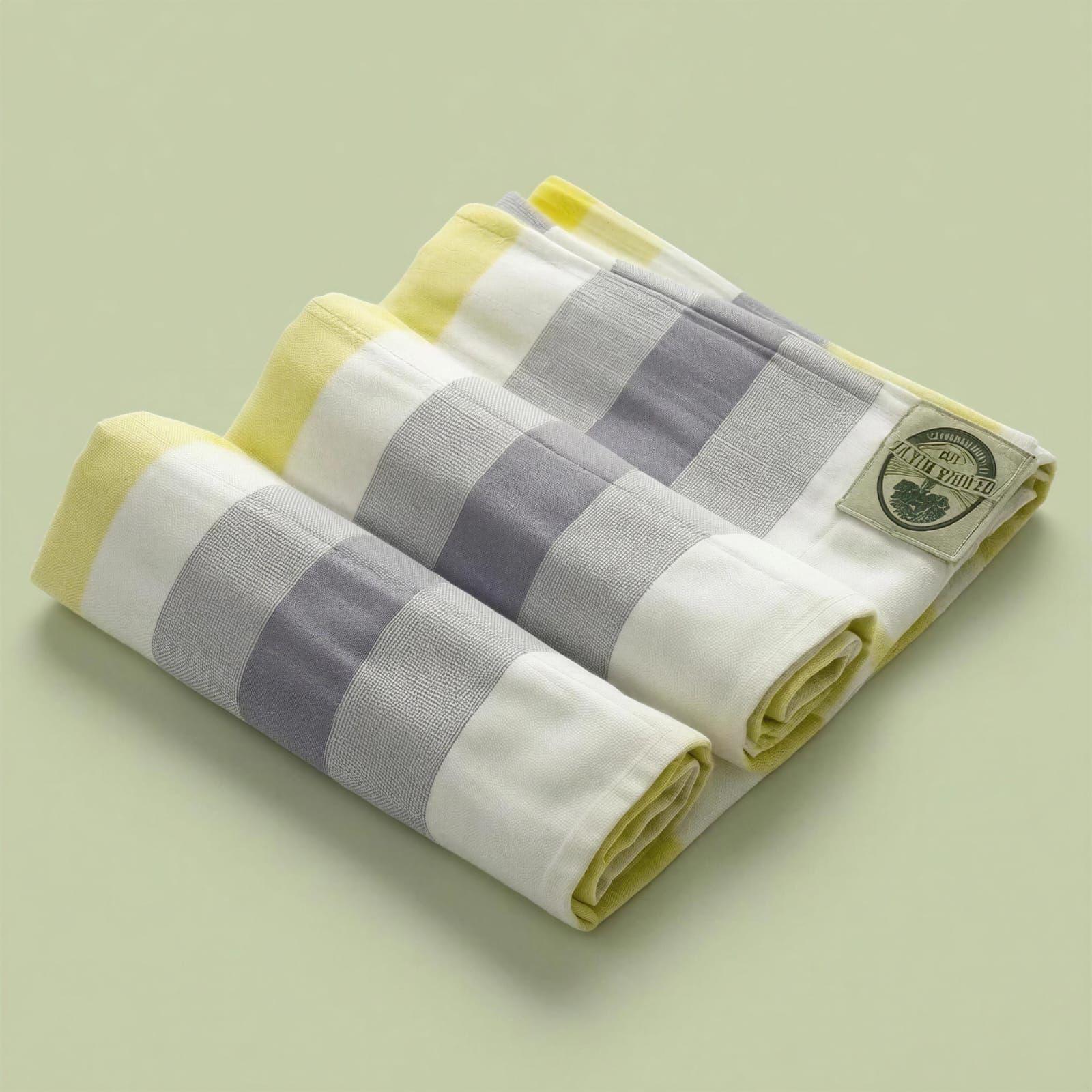Bamboo Bath Towels – Grey & Yellow